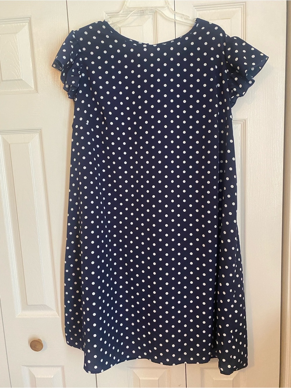 Shein Navy Polka Dot Flutter Sleeves Dress
